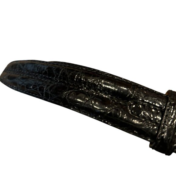 DKNY Black Genuine Caiman Crocodile Belt Made in Italy Size Small - Picture 3 of 9